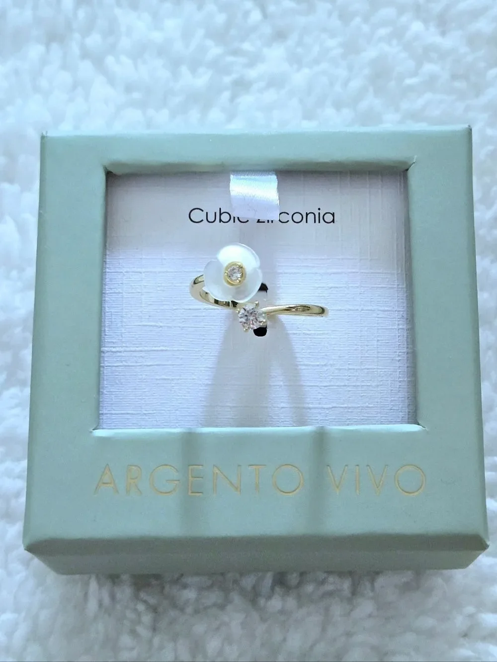 Argento Vivo Flower and Cubic Zirconia Bypass🔁 Ring💍